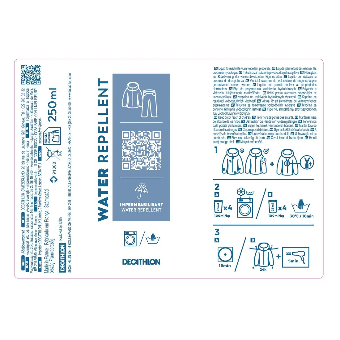 LÍQUIDO REIMPERMEABILIZANTE DE TEJIDOS PARA LAVADORA 250 ML - Image 3