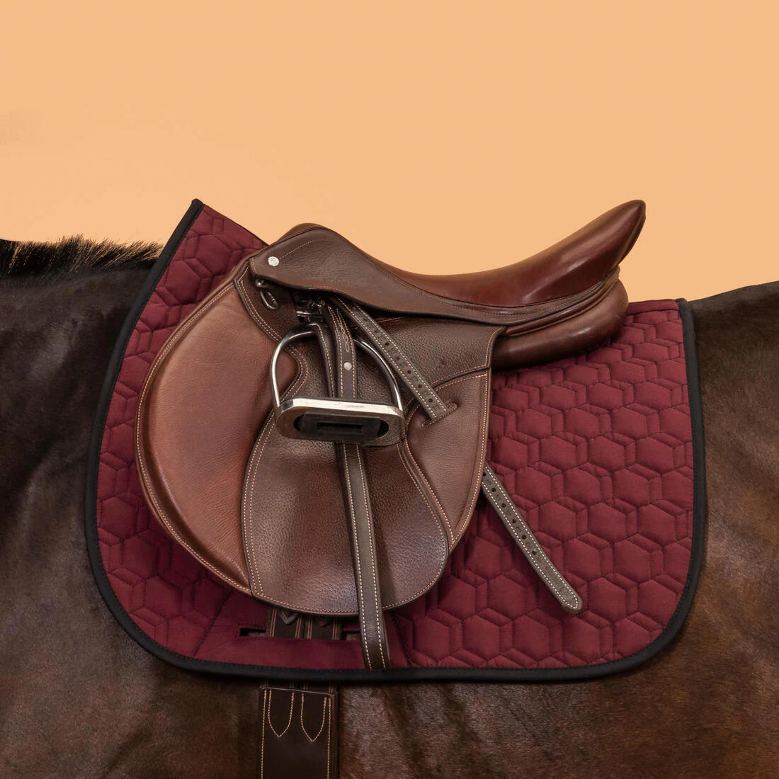 Mantilla Silla Equitación Caballo/Poni 500 Negro Burdeo Reversible - Image 3