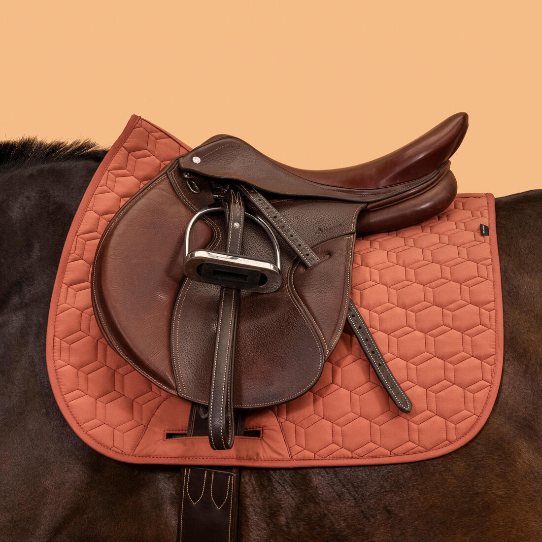 Mantilla Silla Equitación Caballo/Poni 500 Negro Burdeo Reversible - Image 4