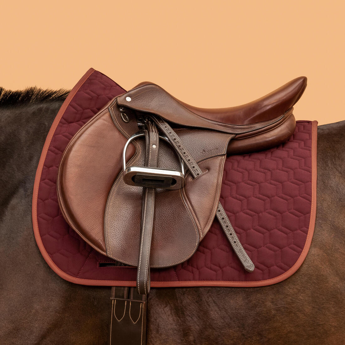 Mantilla Silla Equitación Caballo/Poni 500 Negro Burdeo Reversible - Image 6