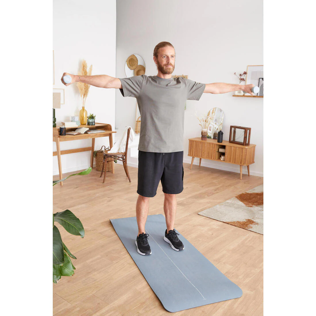 MAT FITNESS TONE MAT 500 GRIS RESISTENTE 170 CM x 62 CM x 8 MM - Image 5
