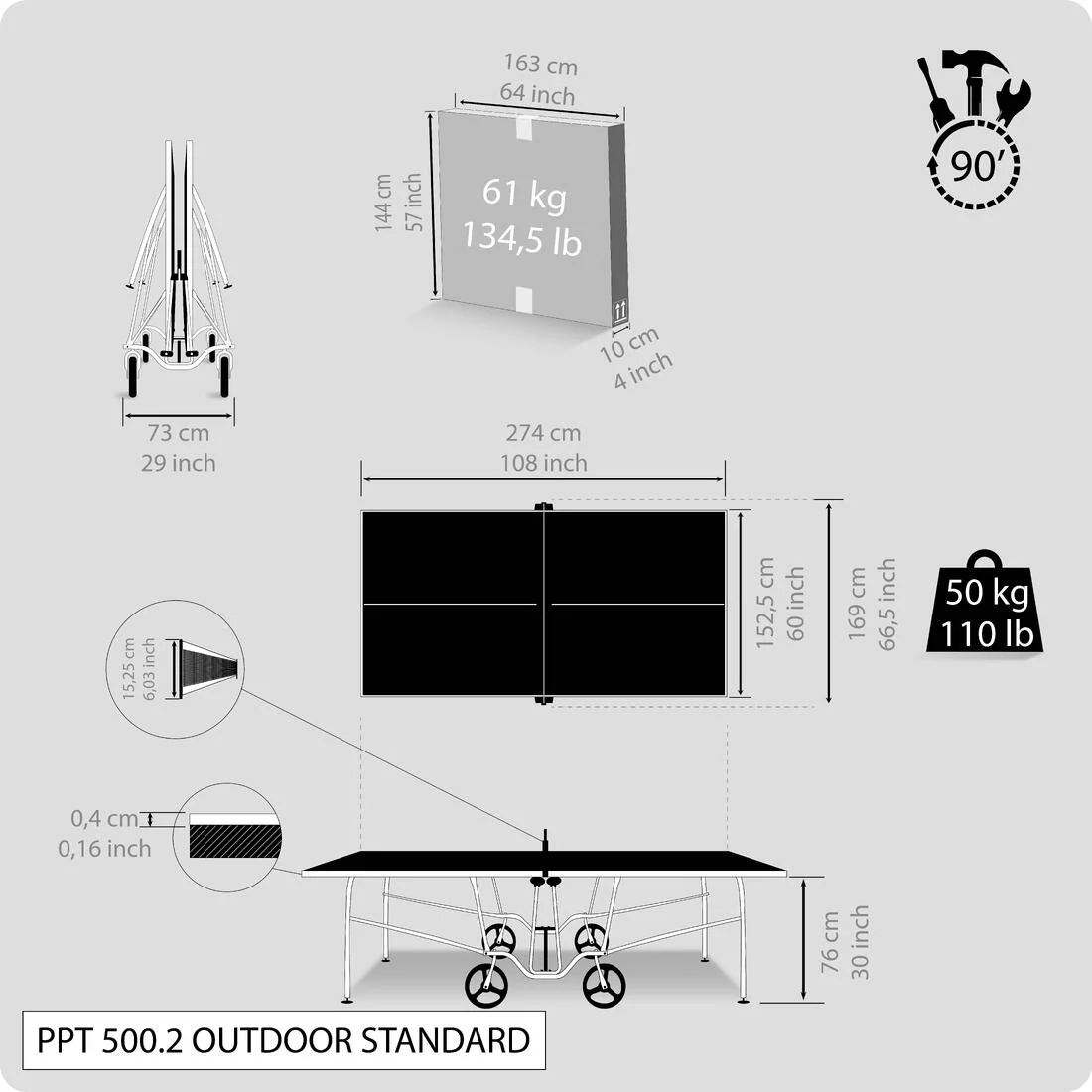 MESA DE PING PONG EXTERIOR PPT 500.2 - Image 3