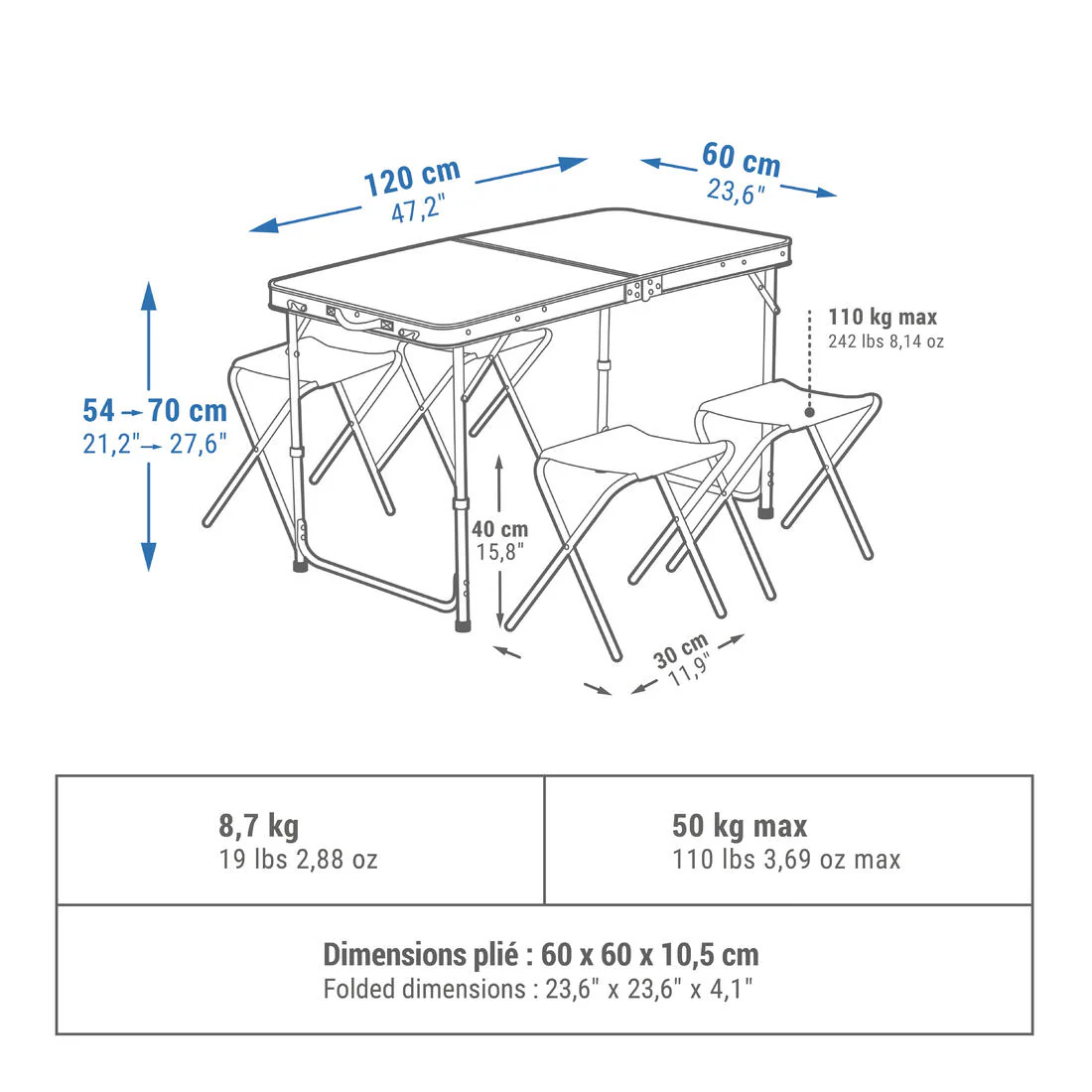 MESA PLEGABLE CAMPING 4 PISOS 4 A 6 PERSONAS - Image 4