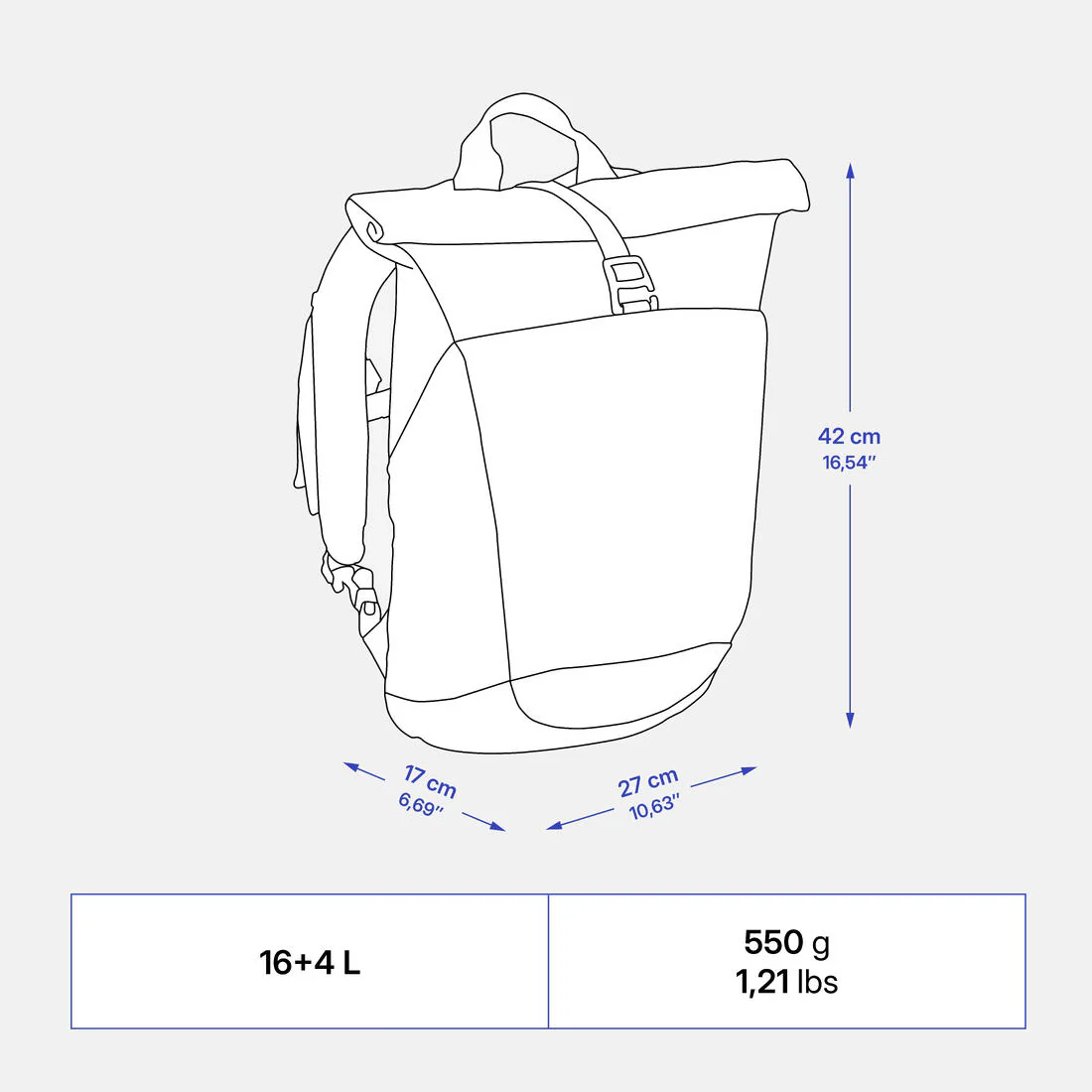Mochila 16+4L Rolltop NH500 Escape - Image 12