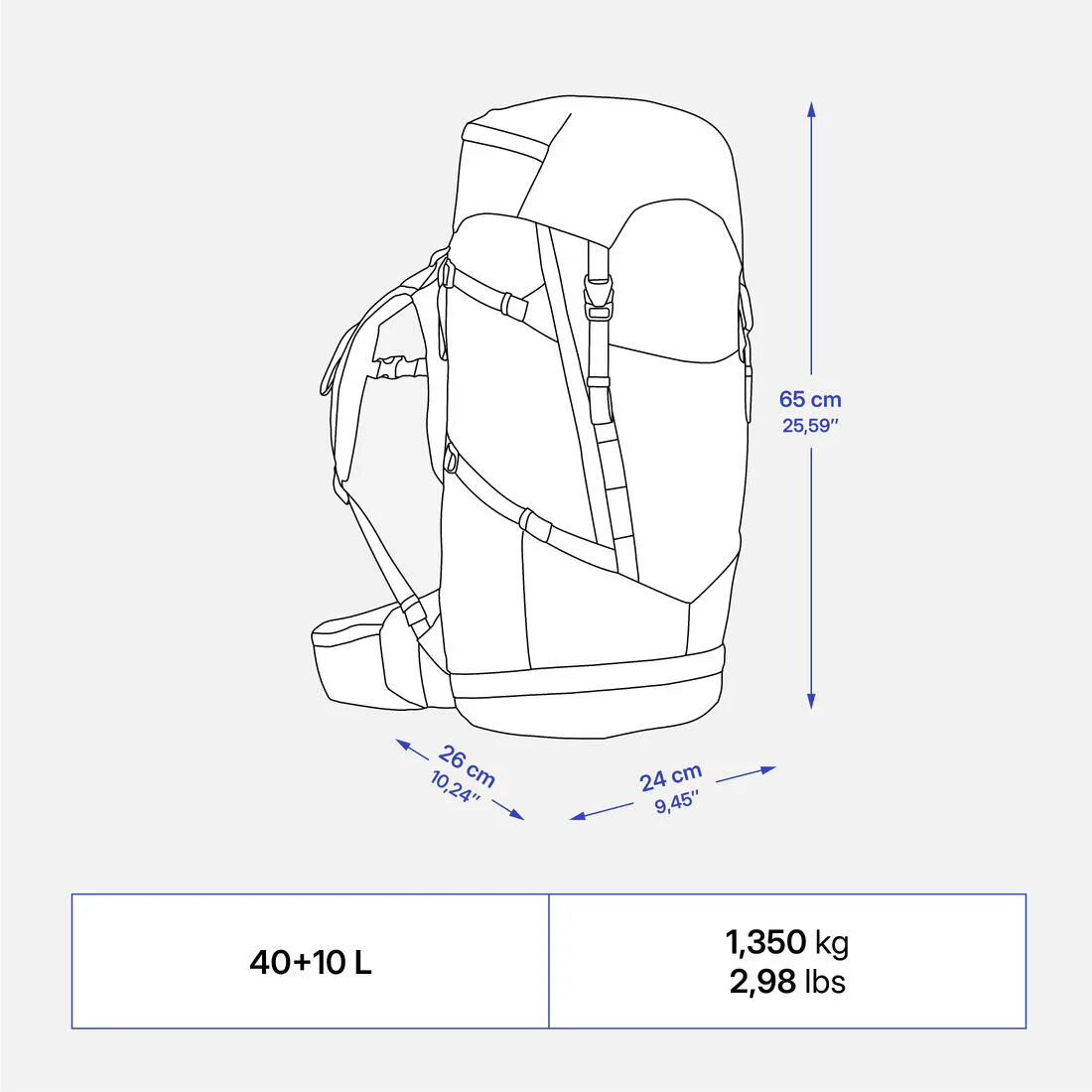 Mochila trekking 40+10L Jr. MH500 - Image 5
