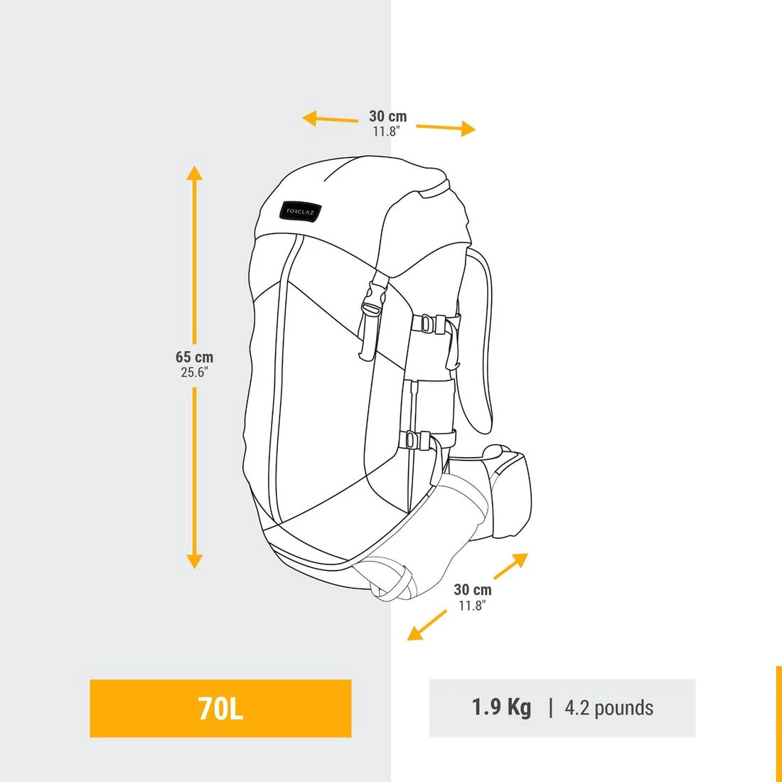 Mochila trekking 70L ajuste rápido MT100 - Image 8