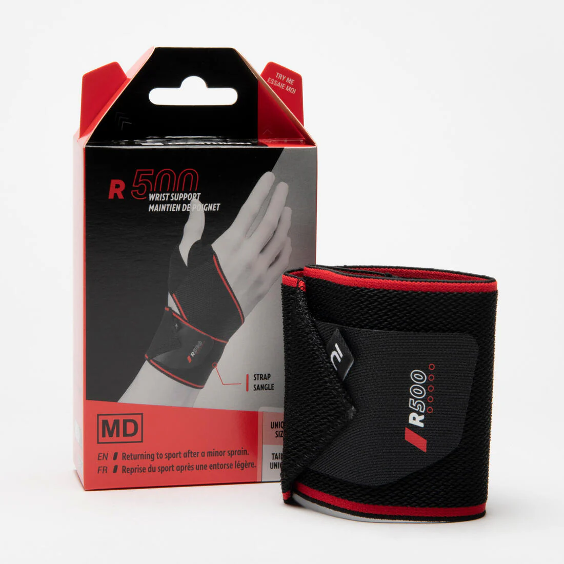 MUÑEQUERA DE SUJECIÓN ZURDA/DIESTRA ADULTO R500 NEGRA - Image 4