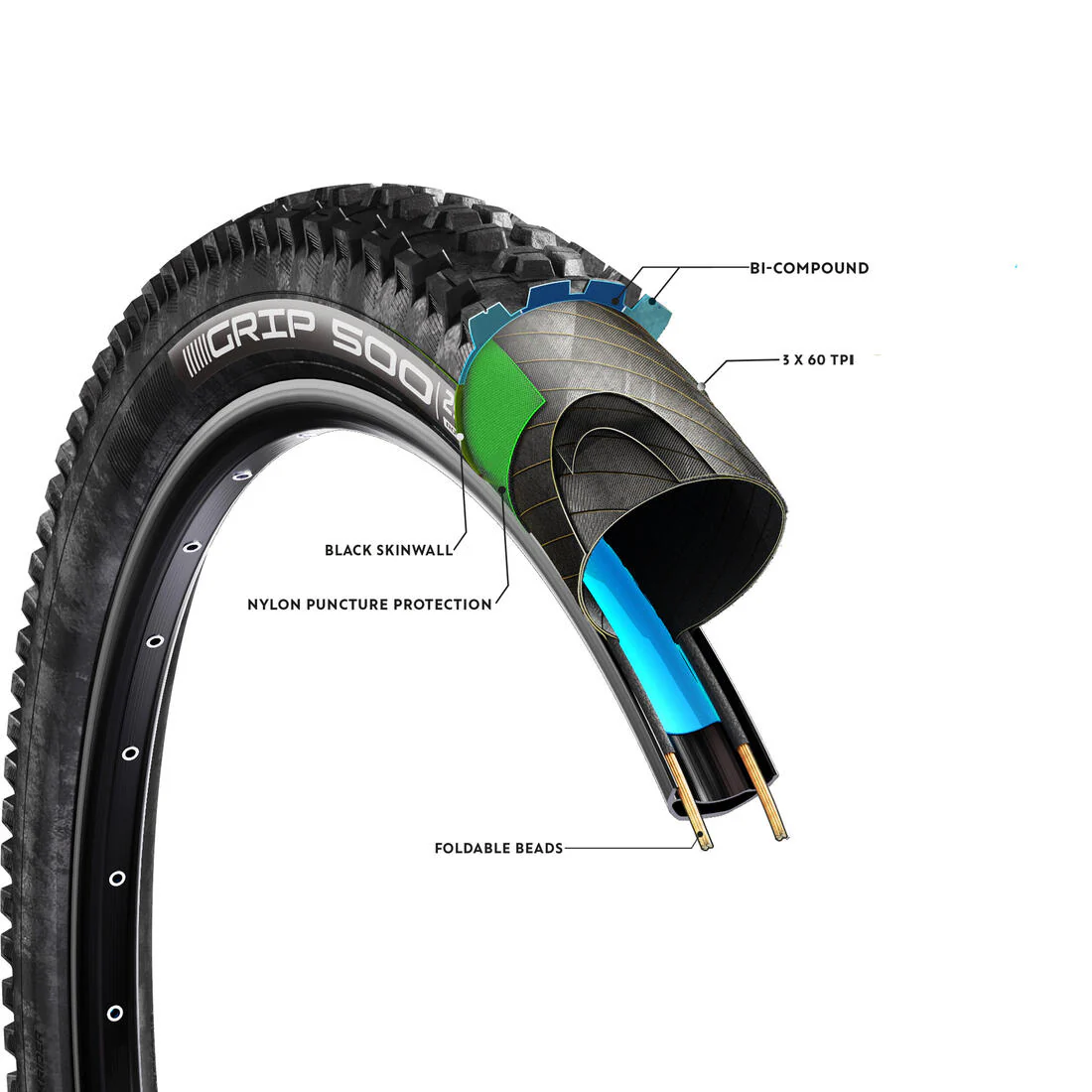 NEUMÁTICO DE BICICLETA MTB GRIP 500 27,5" X 2,4 - Image 4
