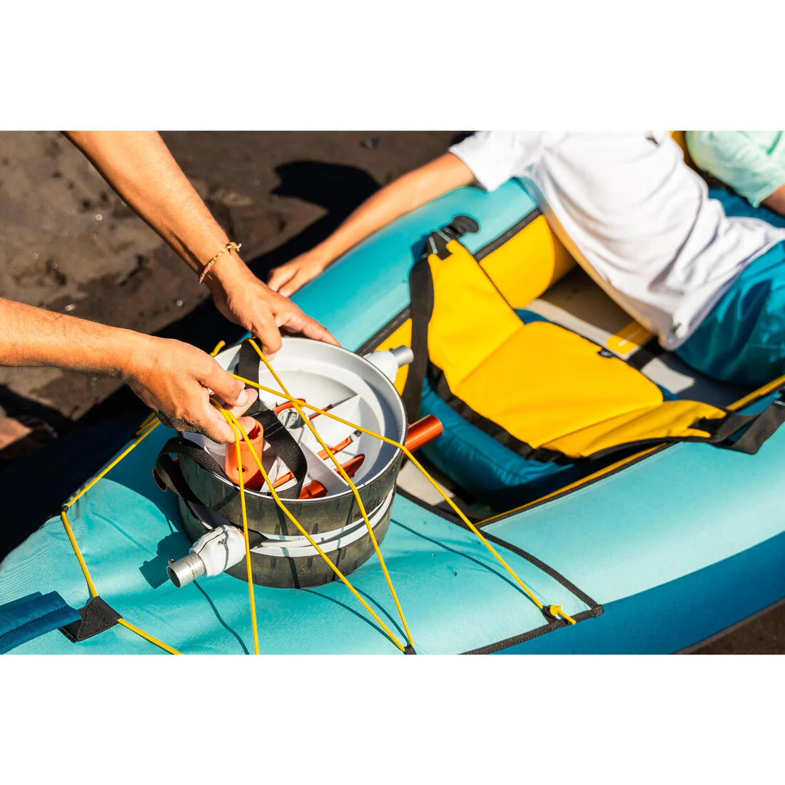 Pack kayak canoa inflable 1-2 plazas azul celeste - 100 - Image 37