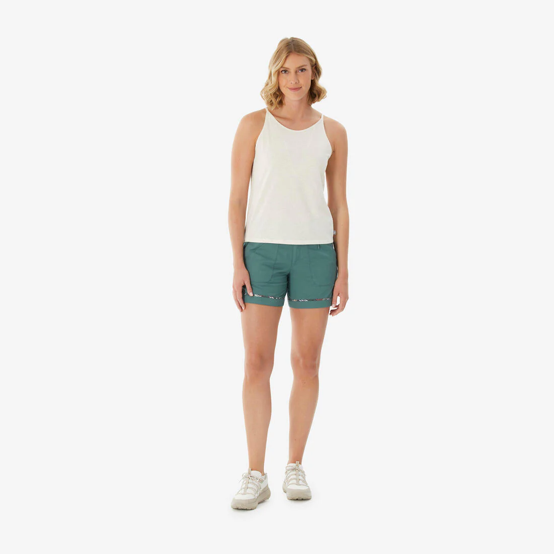 Pantalón corto de senderismo 6 bolsillos mujer, NH500 verde - Image 2
