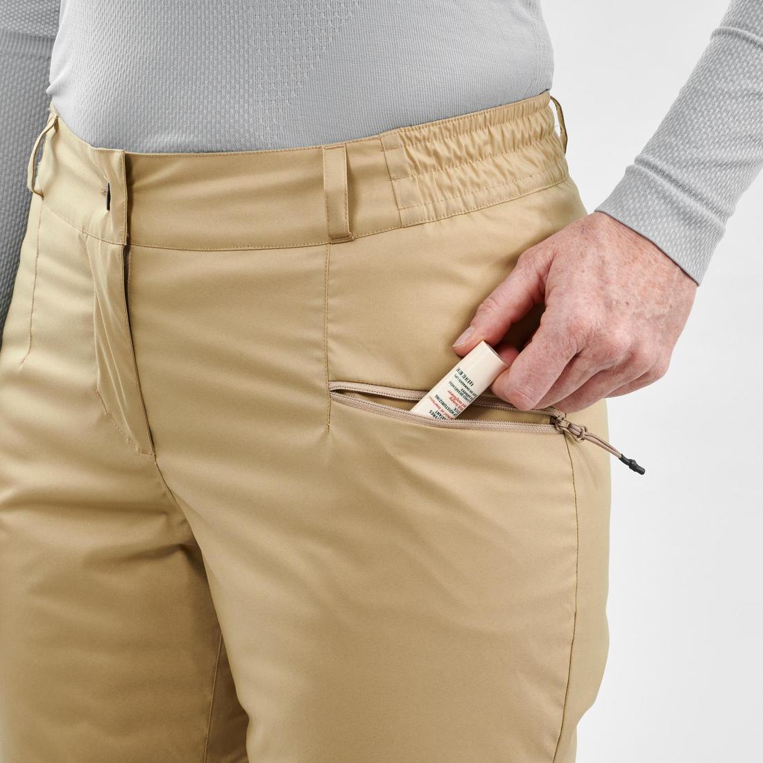 PANTALÓN IMPERMEABLE DE SKI CÁLIDO MUJER 100 BEIGE - Image 7