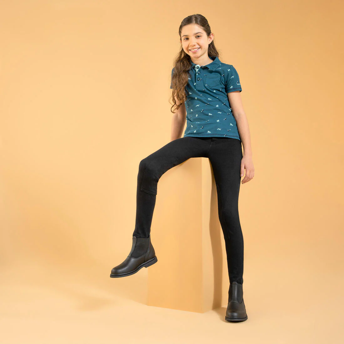 PANTALÓN EQUITACIÓN 100 NIÑOS NEGRO - Image 2