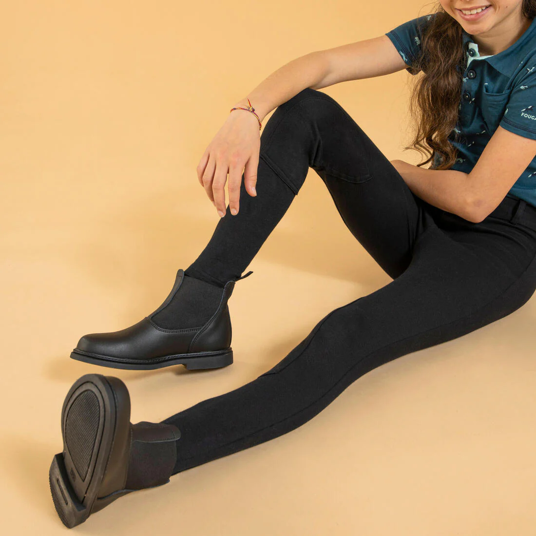 PANTALÓN EQUITACIÓN 100 NIÑOS NEGRO - Image 4