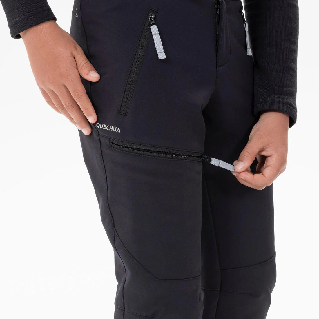Pantalón softshell cálido de senderismo niños 7-15 años, MH500 negro - Image 8