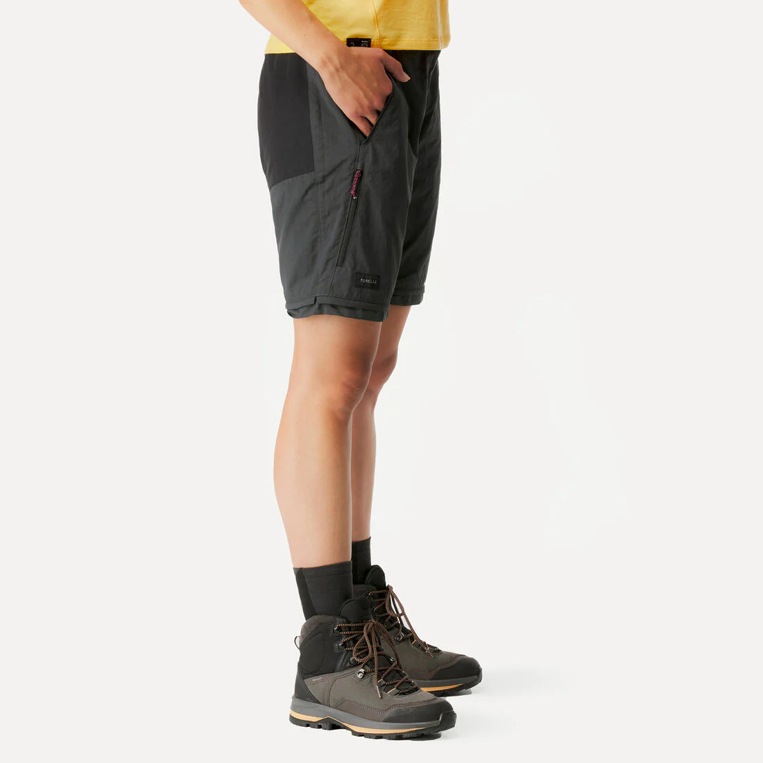 PANTALÓN TRANSFORMABLE 2 EN 1 SENDERISMO MONTAÑA - MT100 GRIS MUJER - Image 4