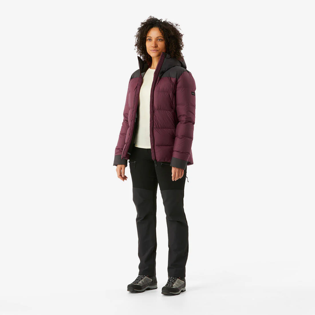 Chaqueta acolchada cálida de plumón con capucha - MT900 burdeos -20 °C - Mujer - Image 2