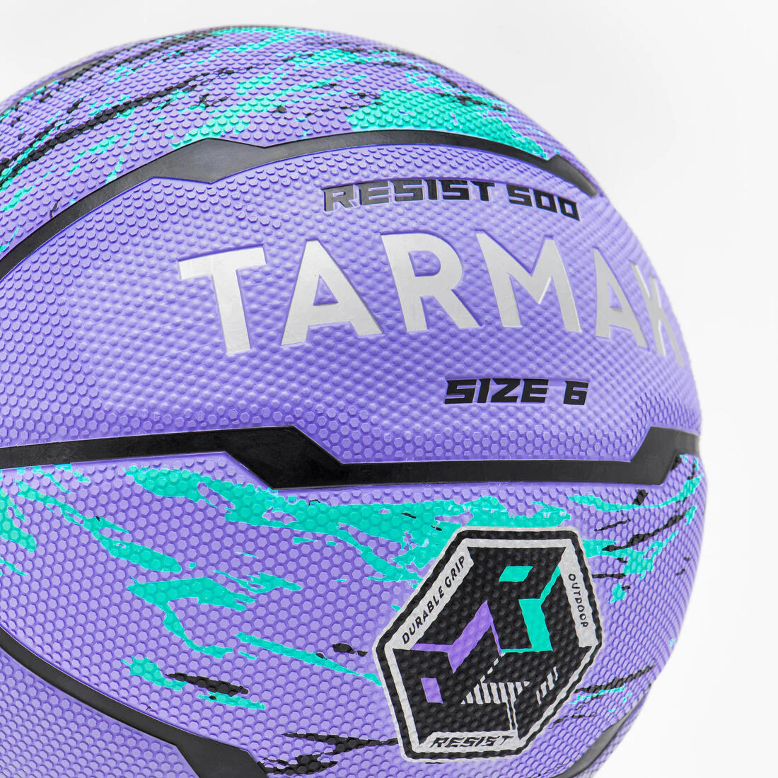 Pelota de básquetbol talla 6 r500 violeta turquesa - Image 4