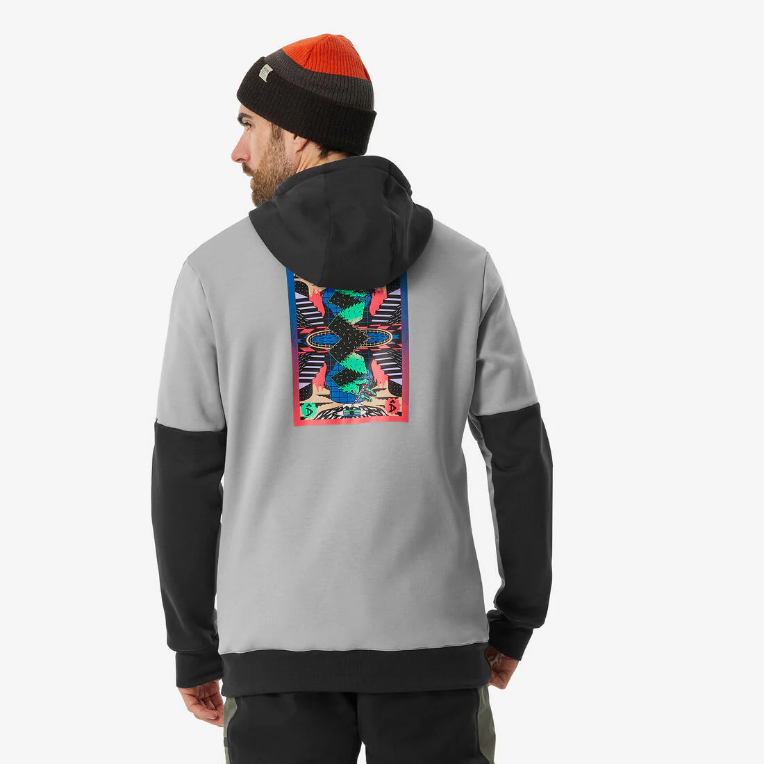 Polar nieve hombre snowboard gris negro - 1/2 cierre con gorro - Image 2