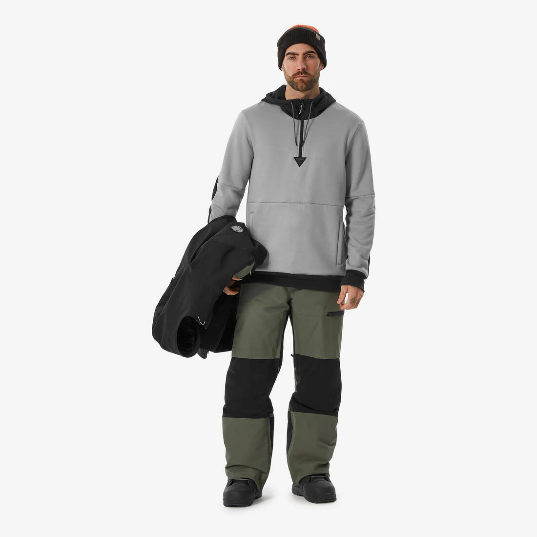 Polar nieve hombre snowboard gris negro - 1/2 cierre con gorro - Image 3