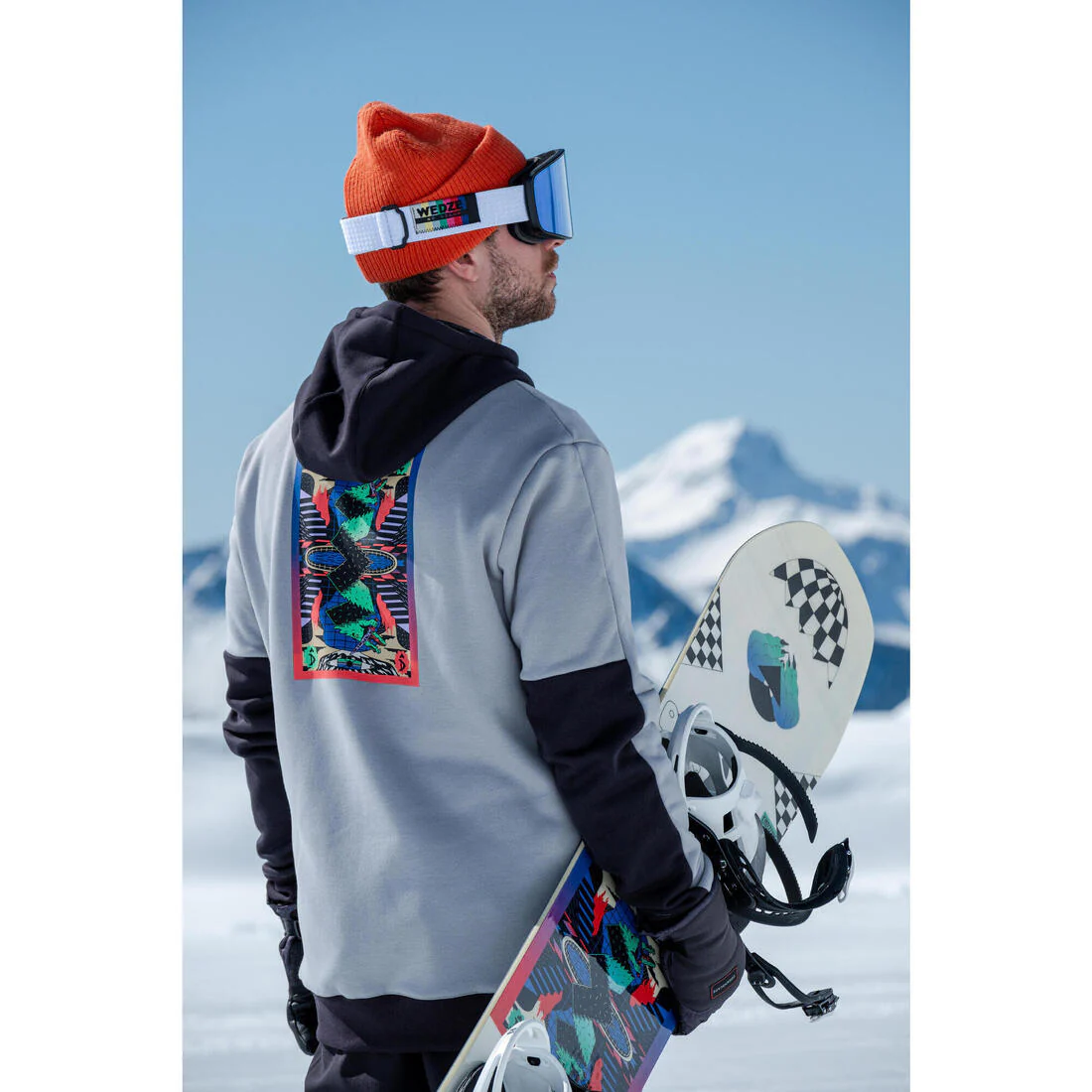 Polar nieve hombre snowboard gris negro - 1/2 cierre con gorro - Image 7