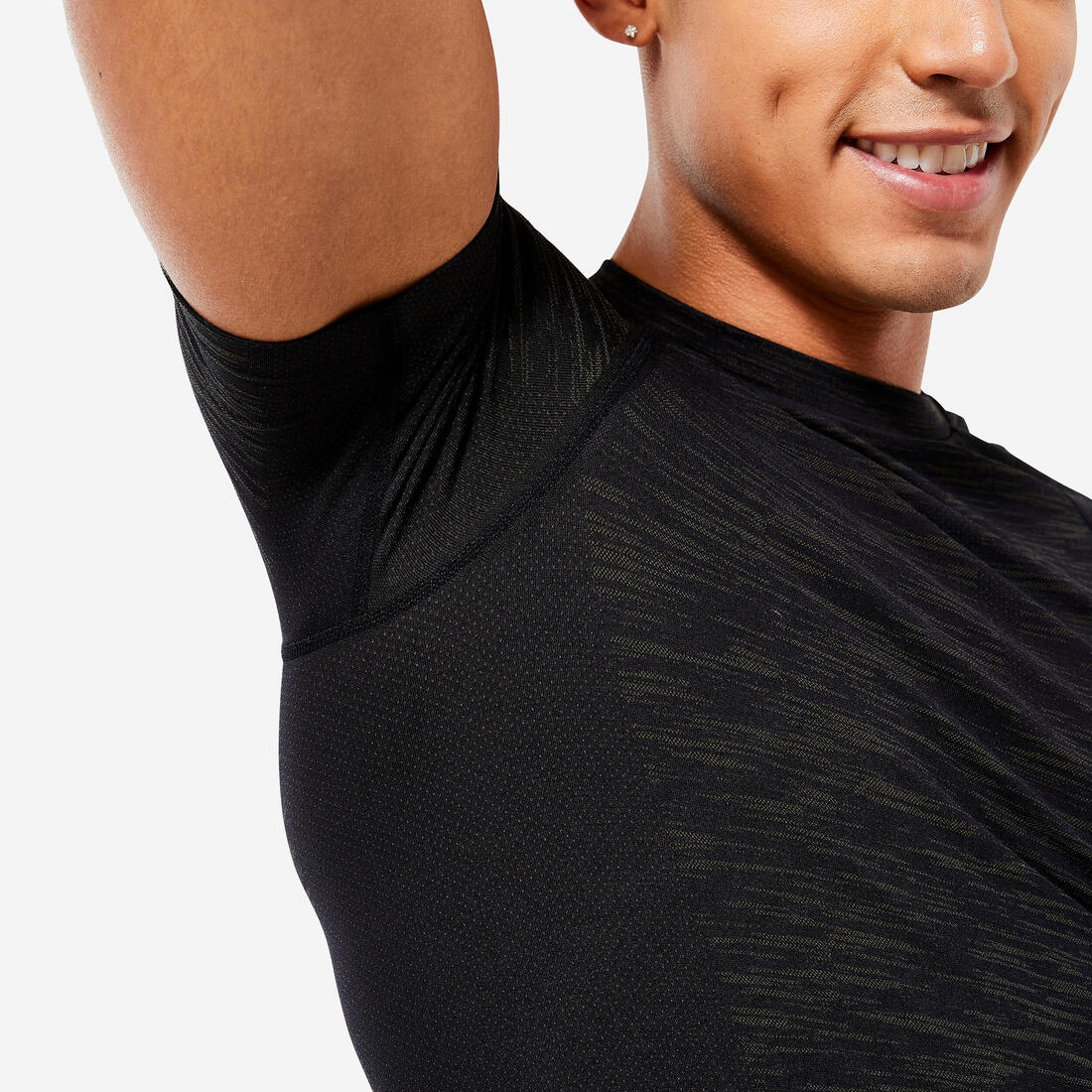 POLERA COMPRESIÓN MUSCULACIÓN HOMBRE NEGRO MC TRANSPIRABLE CUELLO REDONDO - Image 4