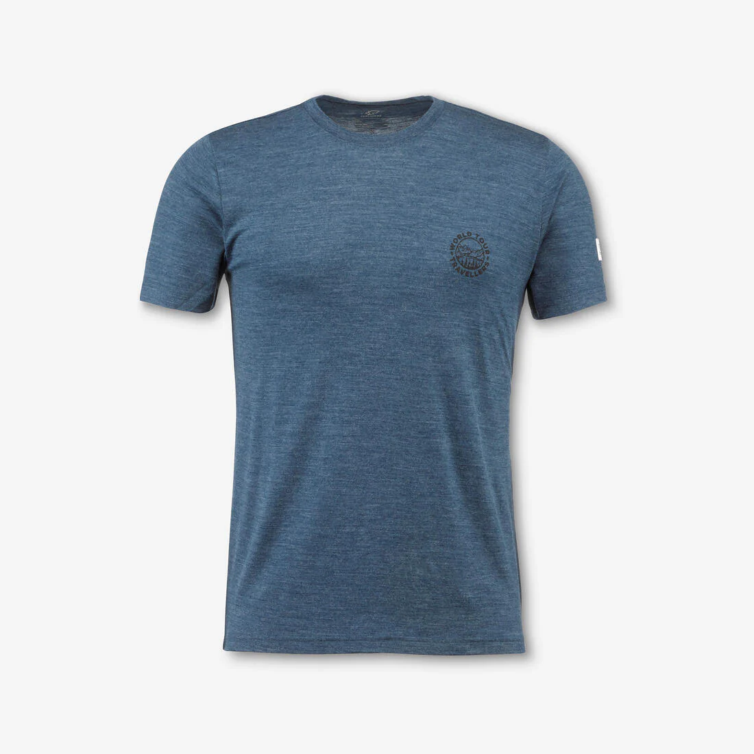 REMERA DE SENDERISMO VIAJE MANGA CORTA LANA MERINO HOMBRE - TRAVEL 500 AZUL - Image 15