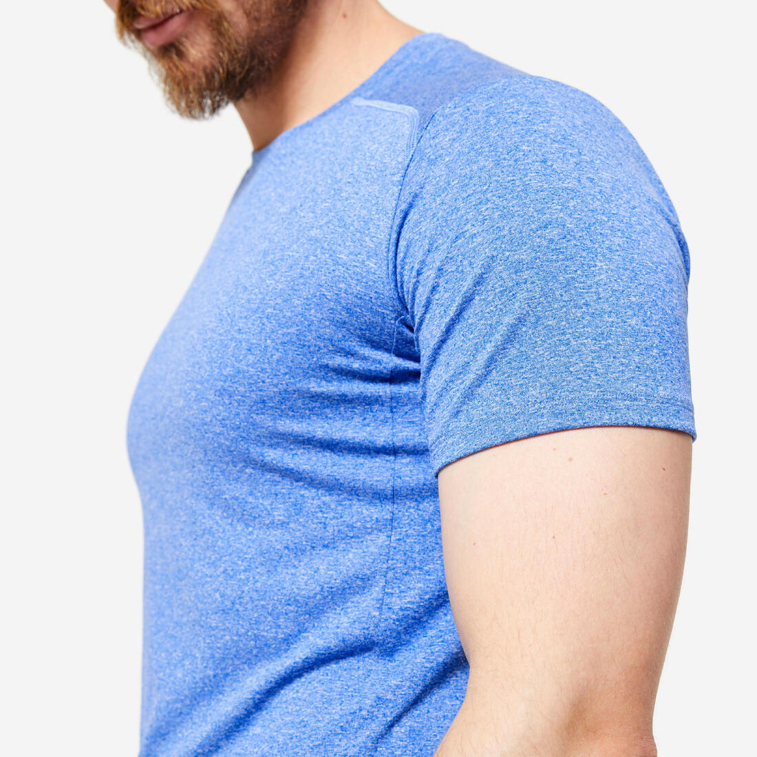 POLERA FITNESS ESSENTIAL HOMBRE JASPEADO TRANSPIRABLE CUELLO REDONDO - Image 9