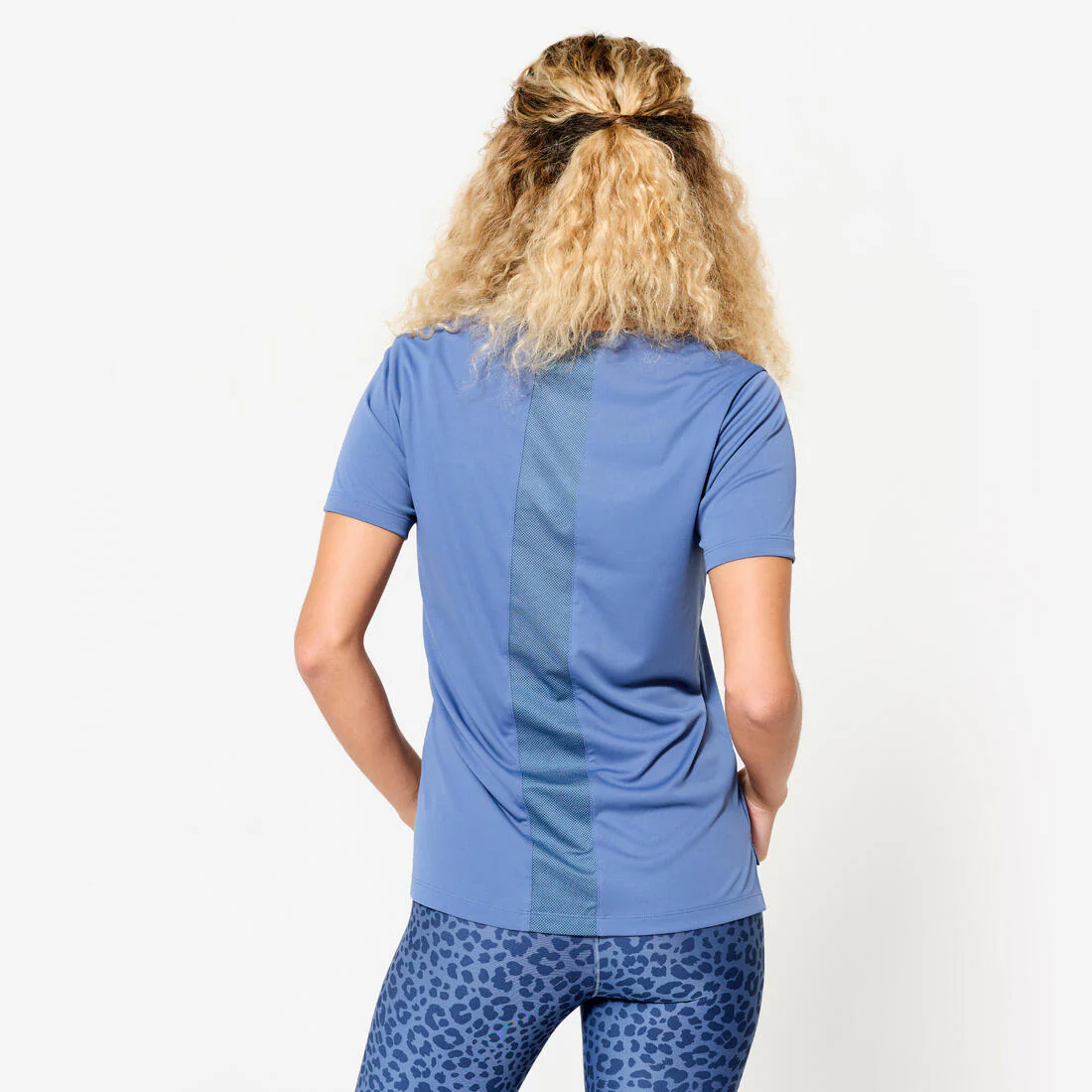 POLERA FITNESS MUJER AZUL MANGA CORTA - Image 13