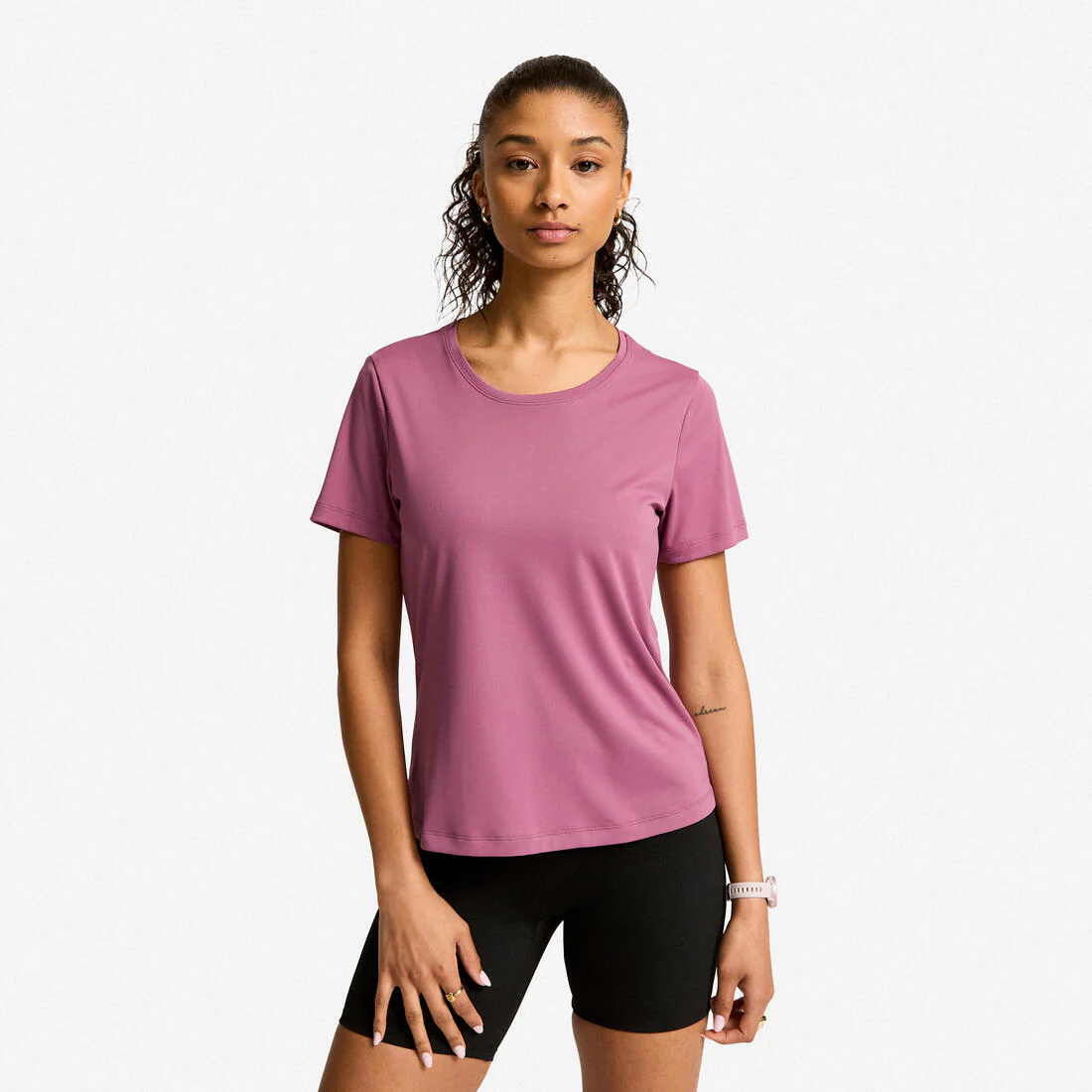 POLERA FITNESS MUJER AZUL MANGA CORTA - Image 3