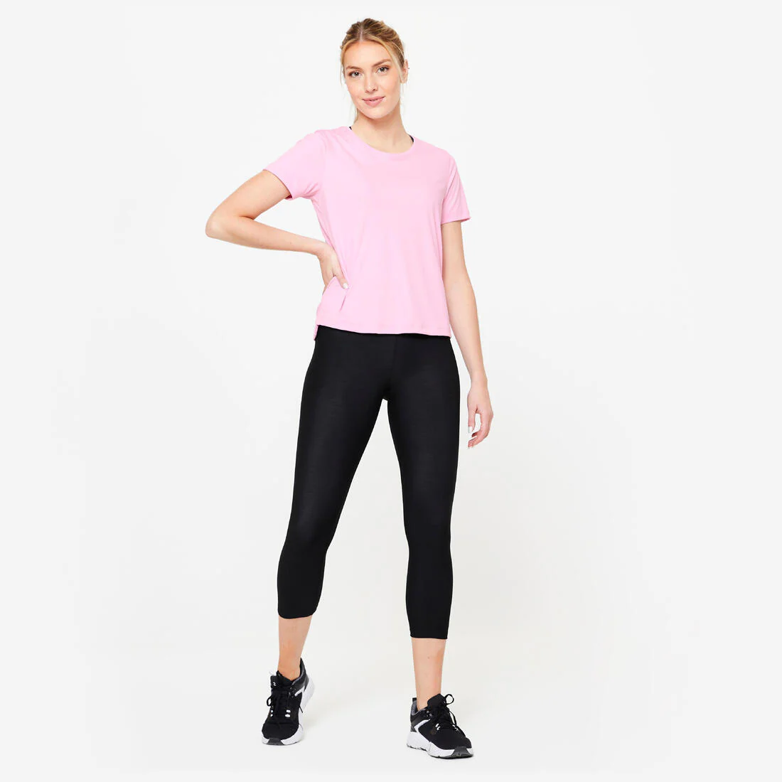 POLERA FITNESS MUJER AZUL MANGA CORTA - Image 7