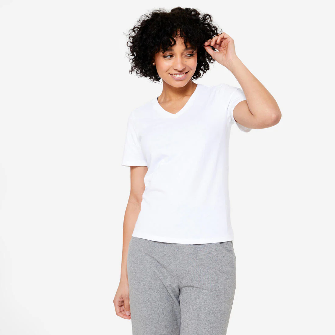 POLERA FITNESS MUJER CUELLO V ALGODÓN - Image 4