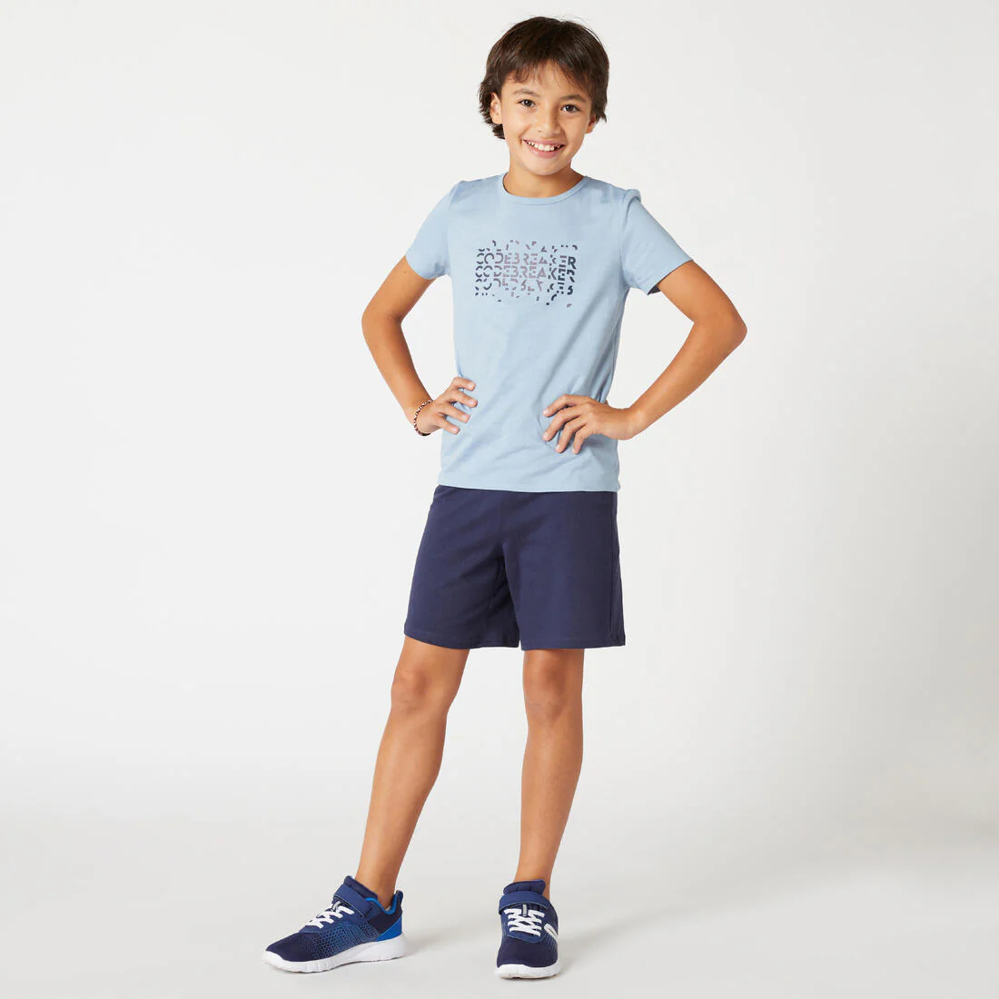 Polera niños algodón - Básica azul vaquero con estampado - Image 3