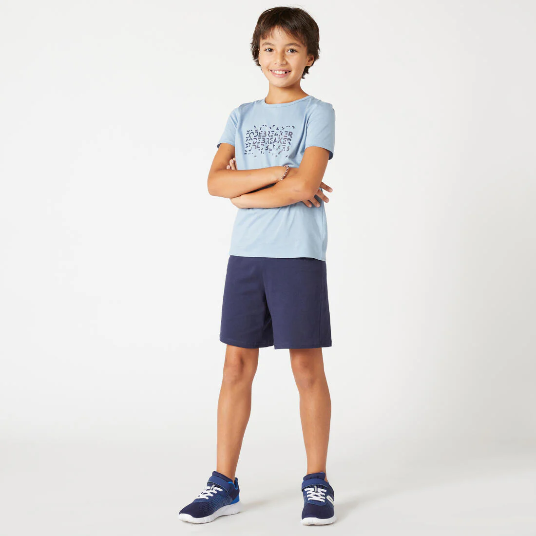 Polera niños algodón - Básica azul vaquero con estampado - Image 4