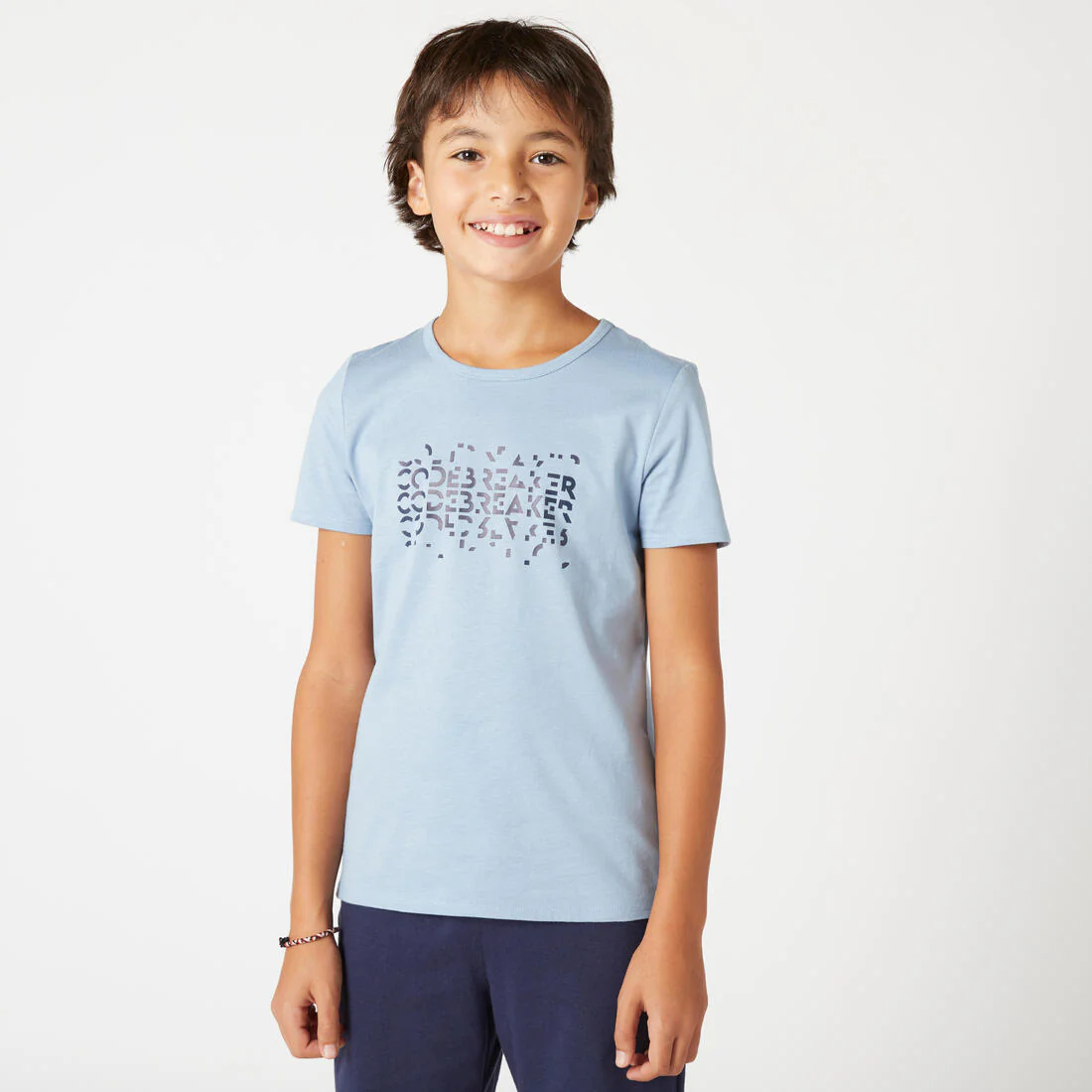 Polera niños algodón - Básica azul vaquero con estampado - Image 5