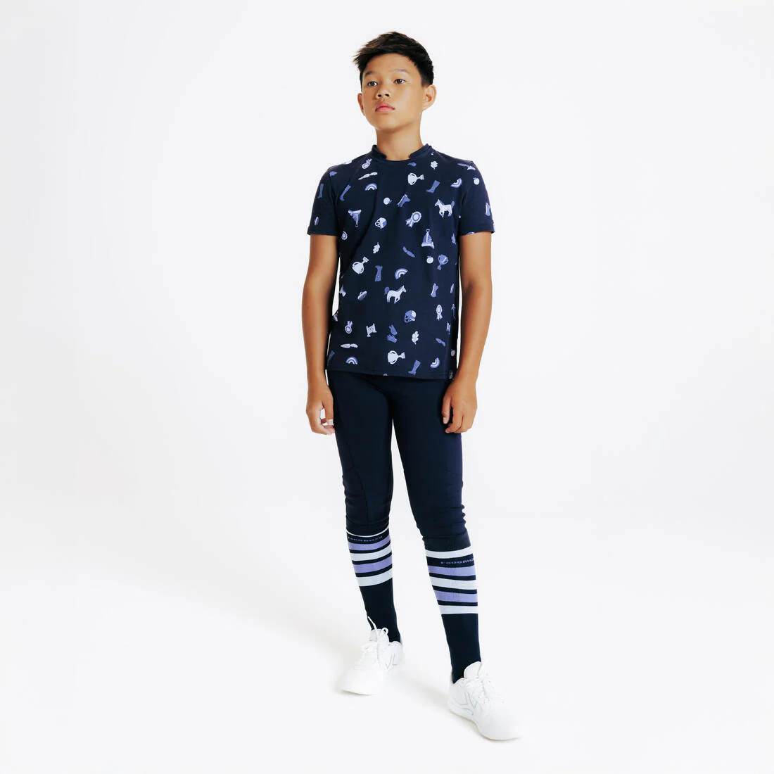 POLERA PIQUÉ EQUITACIÓN MAGIC NIÑOS AZUL ESTAMPADO MANGA CORTA - Image 3