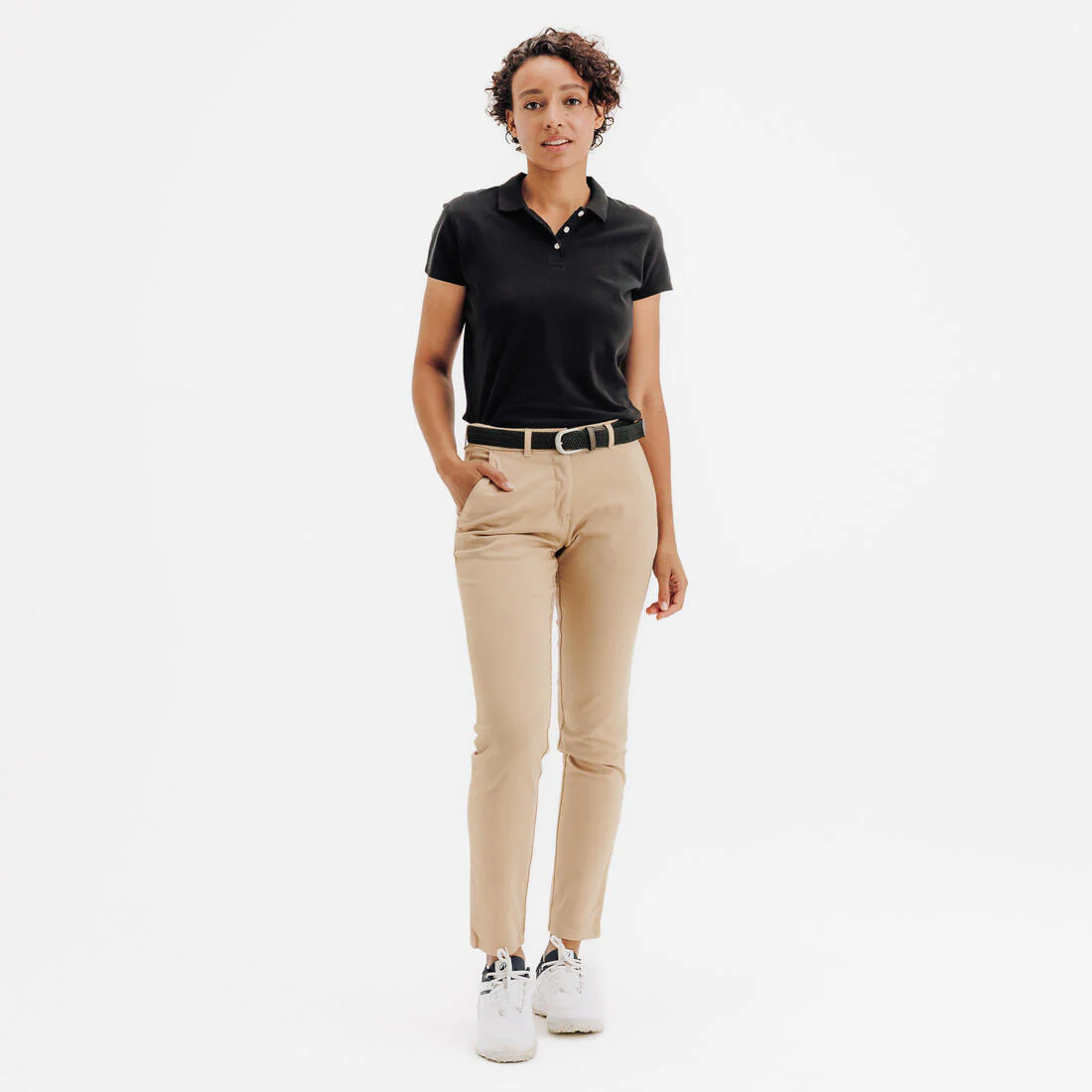 POLERA PIQUÉ GOLF MUJER MW100 ALGODÓN MANGA CORTA NEGRO - Image 2