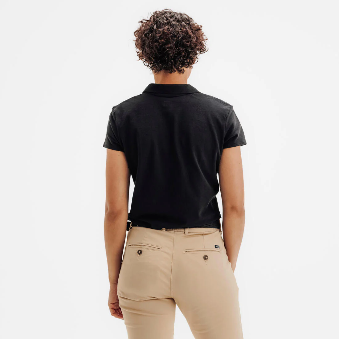 POLERA PIQUÉ GOLF MUJER MW100 ALGODÓN MANGA CORTA NEGRO - Image 4