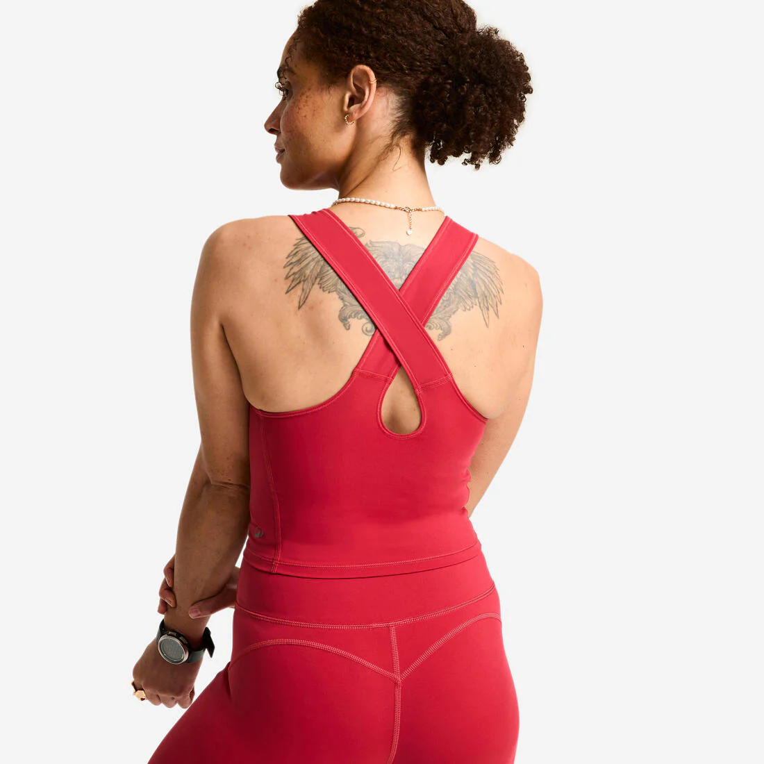 Camiseta Sin Mangas Deportiva Mujer Rojo Oscuro Corte Crop Moldeador - Image 8