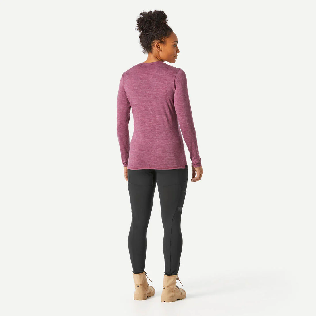 REMERA TREKKING MUJER MANGA LARGA LANA MERINO TRAVEL500 BURDEO - Image 4