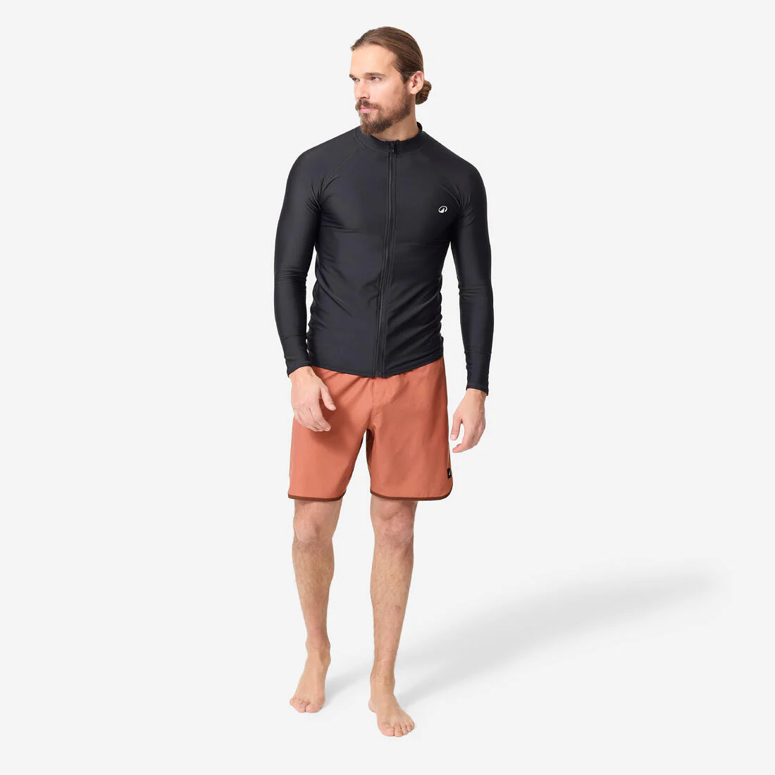 Polera UV hombre manga larga surf negro con cierre UPF50+ - Image 2