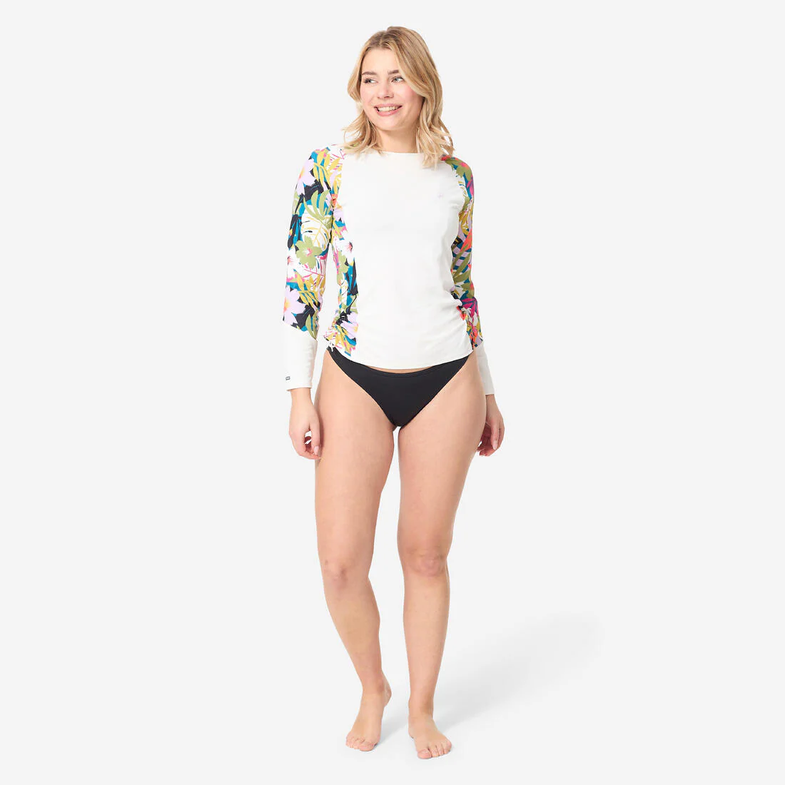 Polera UV mujer manga larga surf blanco con flores kanika - Image 3