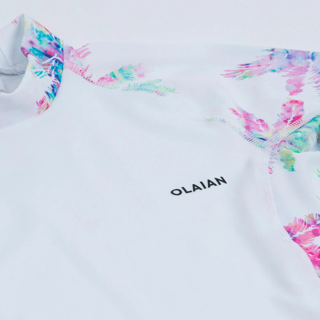 Polera UV niños manga corta surf blanco con diseño palmeras - Image 5
