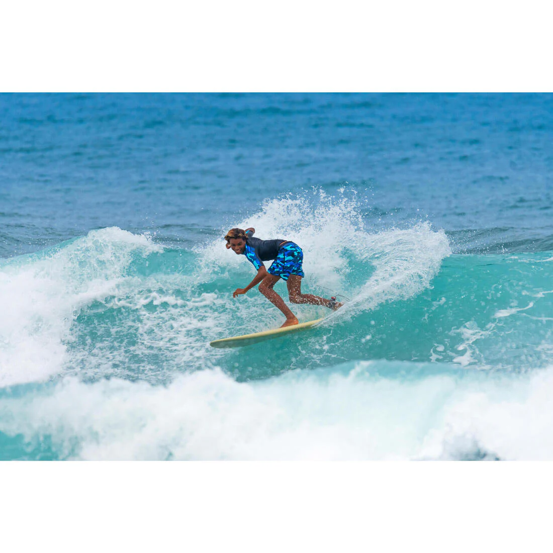 Polera UV niños manga corta surf negro azul - Image 8