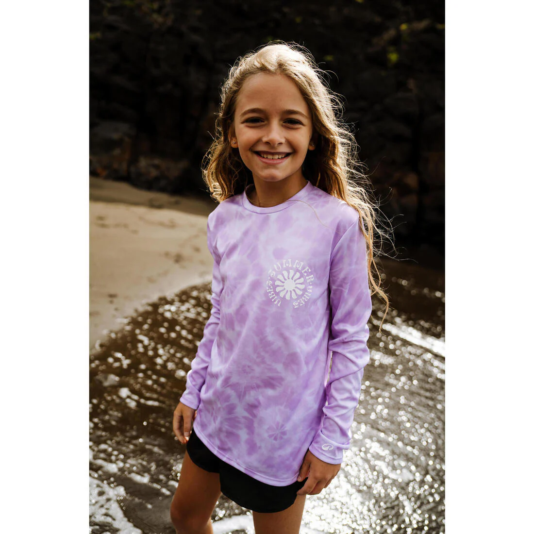 Polera UV niños manga larga surf morado blanco parma - Image 12
