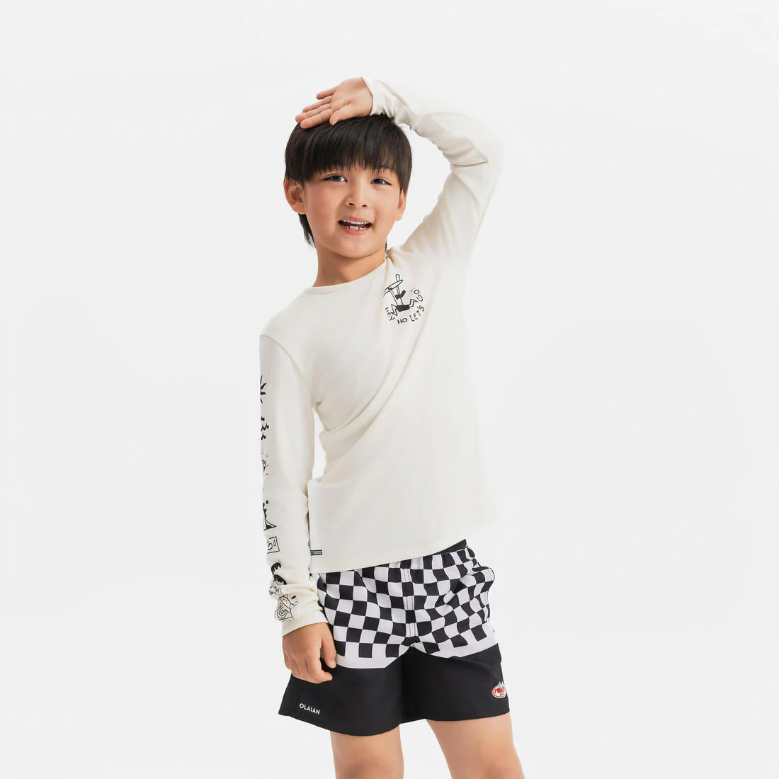 Polera UV niños manga larga surf morado blanco parma - Image 13