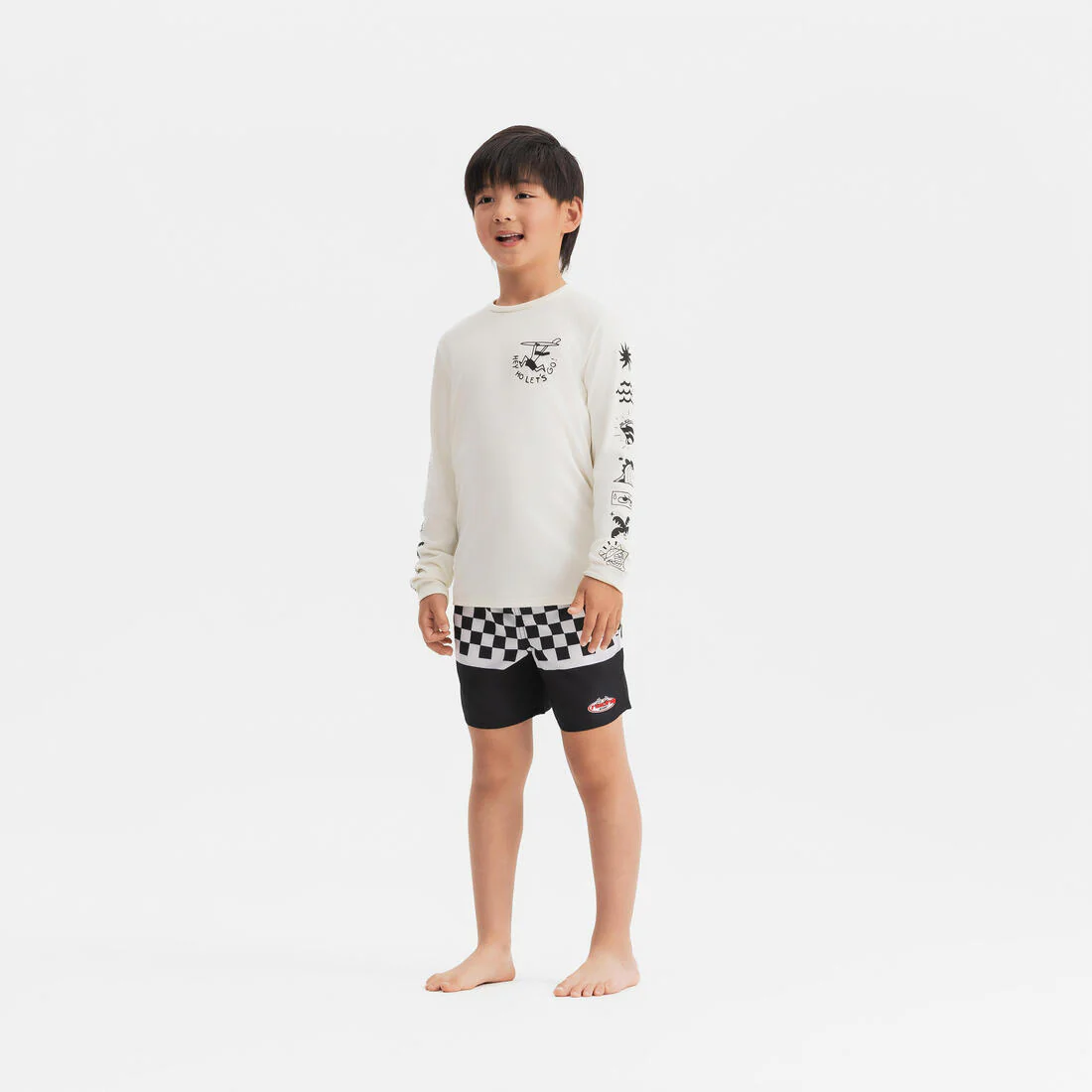 Polera UV niños manga larga surf morado blanco parma - Image 16