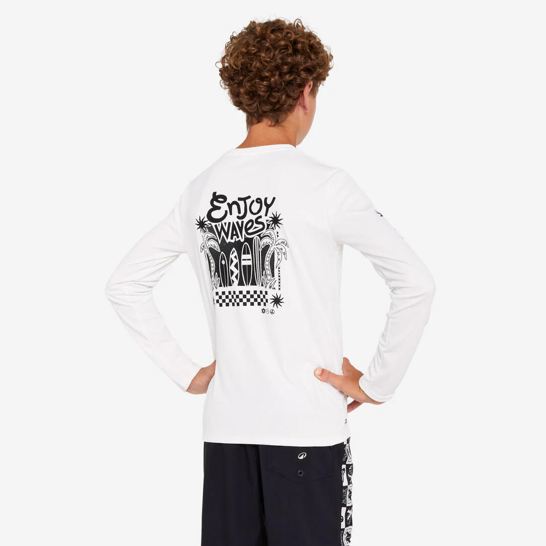 Polera UV niños manga larga surf morado blanco parma - Image 8