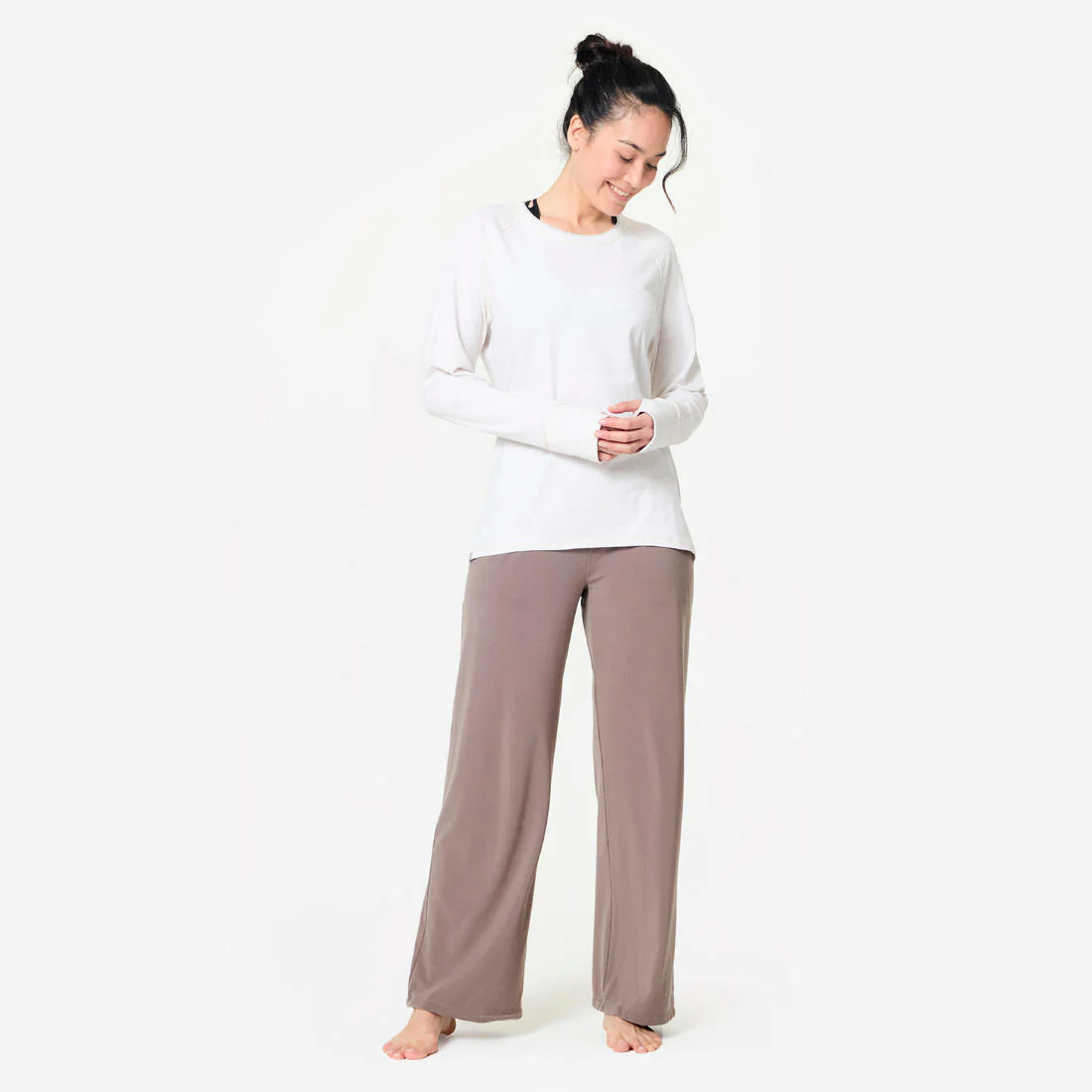 Polera Yoga Mujer Beis Manga Larga - Image 2