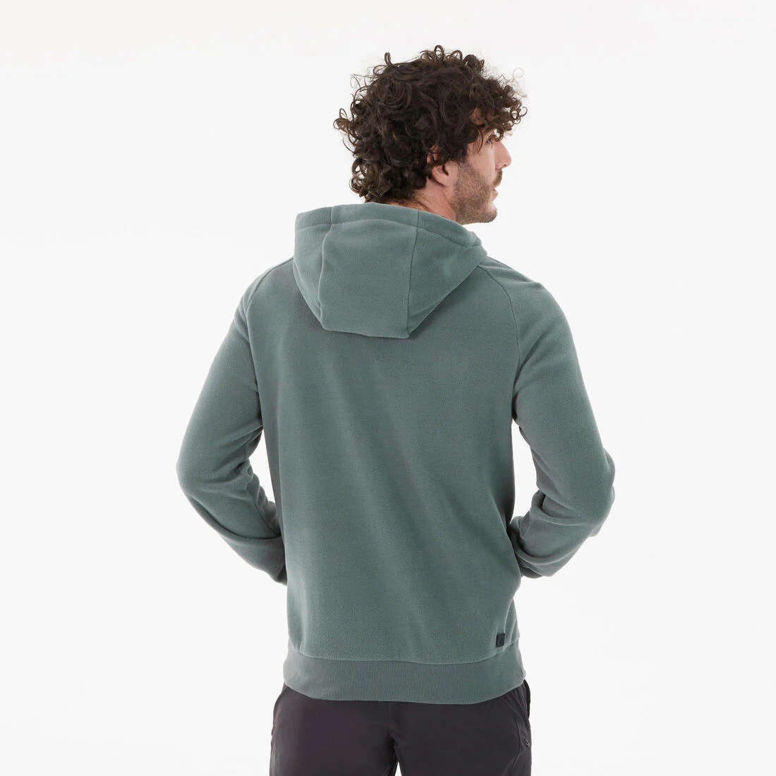 POLERÓN POLAR CON GORRO HOMBRE MH100 VERDE - Image 3