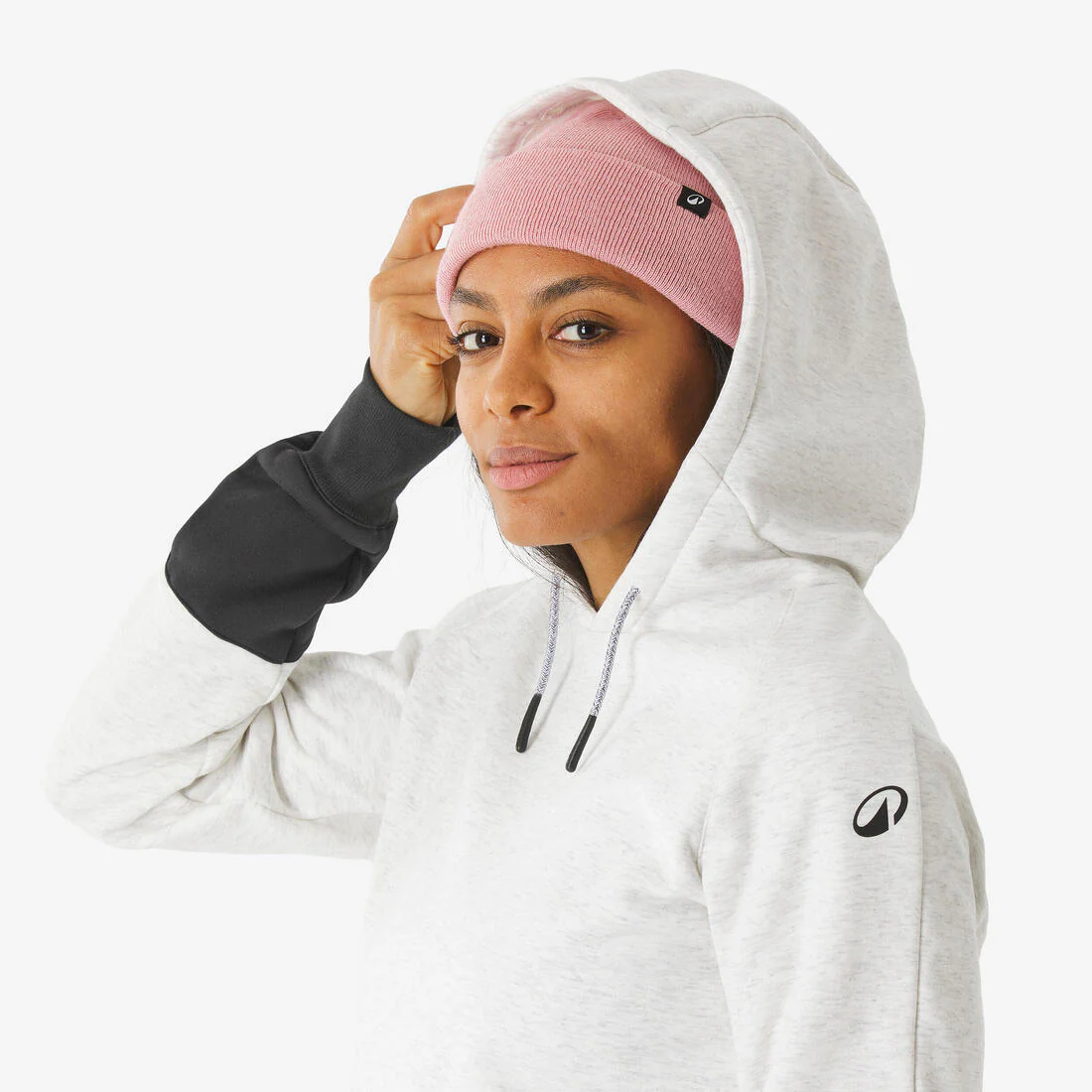 Polerón de Nieve Snowboard y Ski Mujer - Dreamscape con Gorro Beige Negro - Image 12